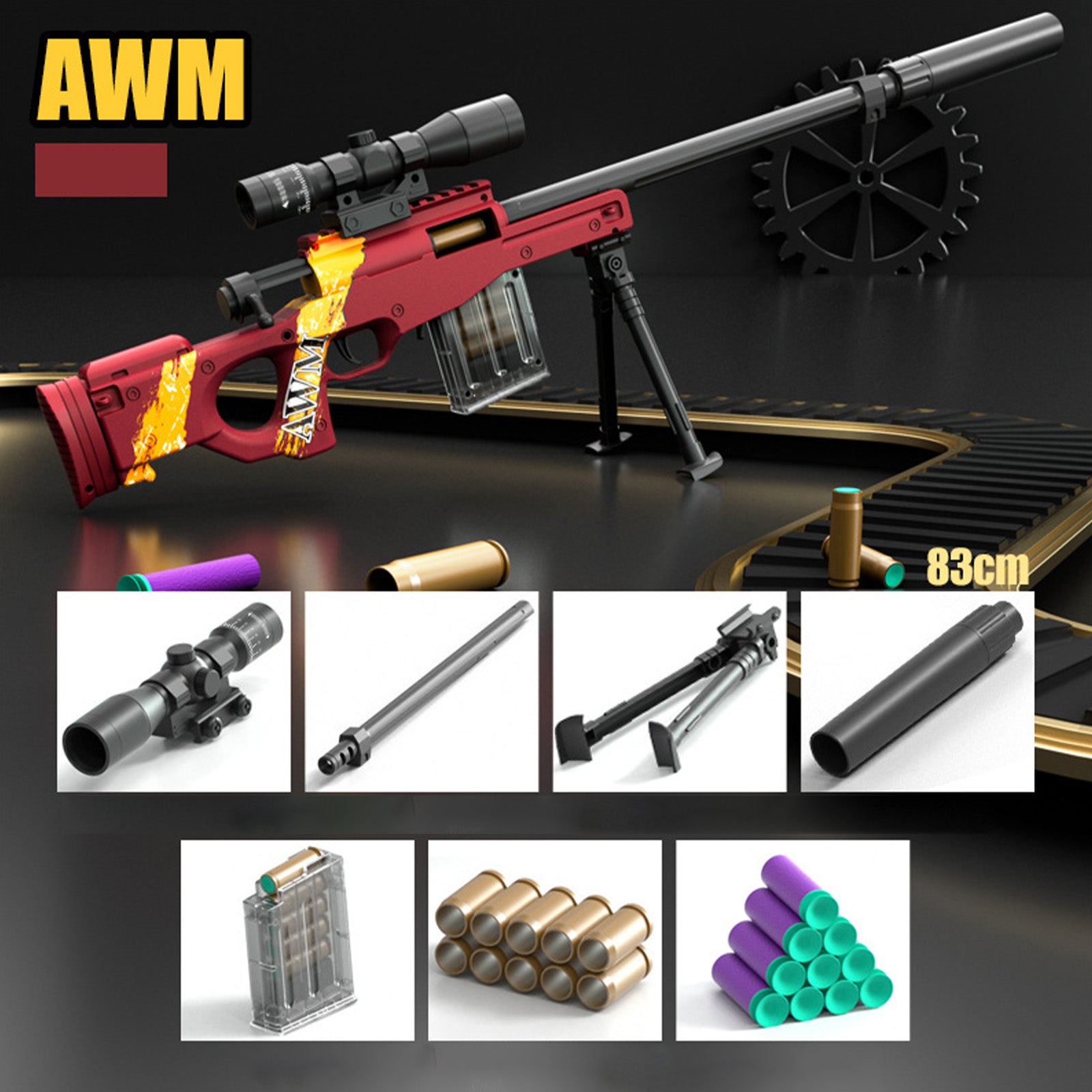 Shell Eject Nerf Sniper Rifle With Scope - AWM